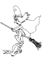 A coloring page of witches